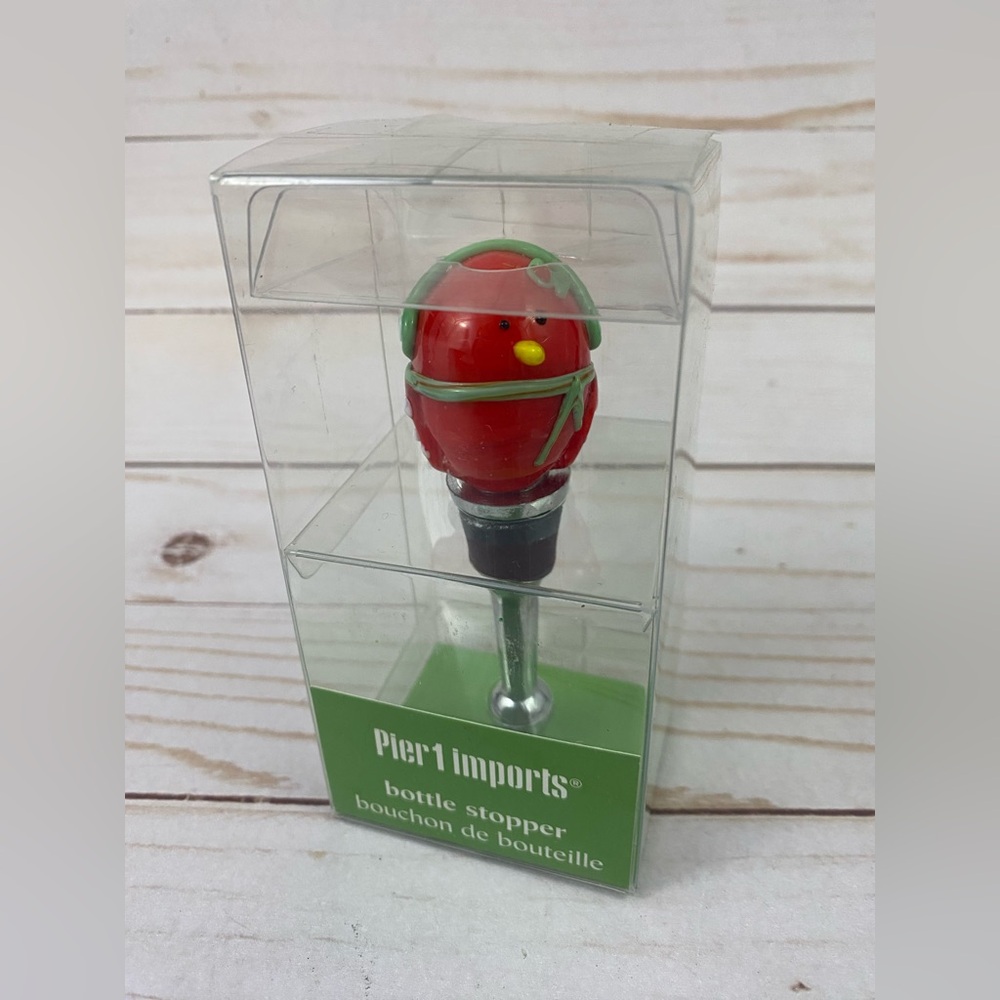 Pier 1 Imports Cardinal Red Bird Bottle Stopper Winter Christmas Holiday NIB